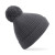 Engineered knit ribbed pom pom beanie