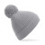 Engineered knit ribbed pom pom beanie