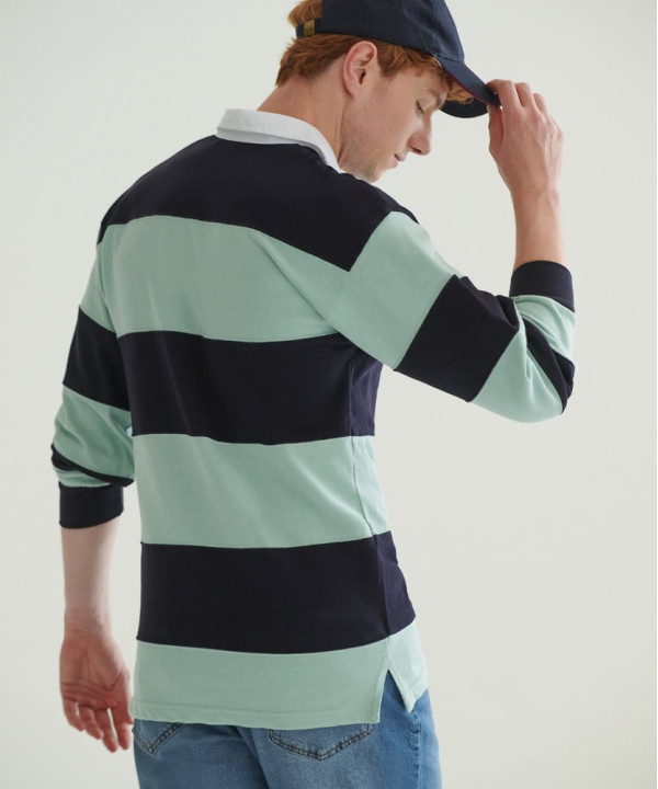 Sewn stripe long sleeve rugby shirt