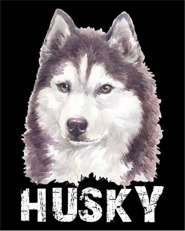 Red Husky Watercolour